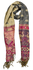 Pink and Grey Elephant Cashmere Scarf