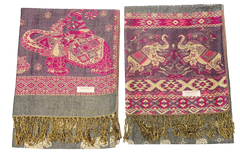 Pink and Grey Elephant Cashmere Scarf