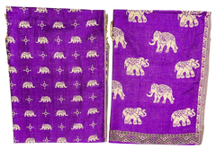 Purple and Gold Elephant Cashmere Scarf
