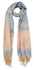 Blue and Pink Pastel Elephant Cashmere Scarf