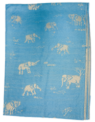 Blue and Turquoise Pastel Elephant Cashmere Scarf