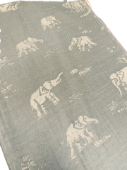 Grey and Pink Pastel Elephant Cashmere Scarf