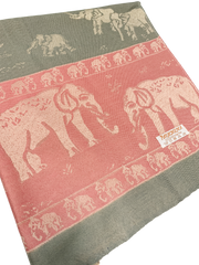 Grey and Pink Pastel Elephant Cashmere Scarf