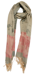 Grey and Pink Pastel Elephant Cashmere Scarf