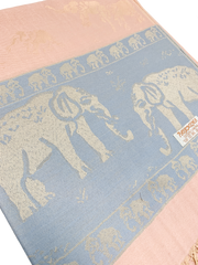 Pink and Blue Pastel Elephant Cashmere Scarf