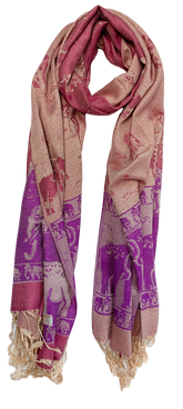 Pink and Purple Pastel Elephant Cashmere Scarf