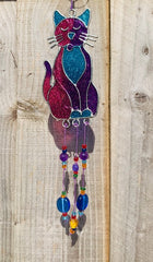 Sparkling Cat Suncatcher - Purple/Turquoise