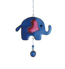 Elephant Suncatcher with Nuggets - Blue