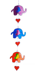 3 Elephant Suncatcher - Multicoloured