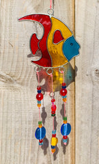 Fish Suncatcher with Beads - Red / Yellow