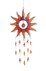 Sun Suncatcher with beads - Red/Orange