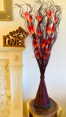 Red Leaf with Brown Vase