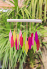 Glass Windchime 'Leaves' - Pinky