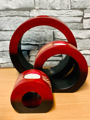 Red and Black Tea Light Holder - Set of 3