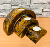 Wooden Tea Light Holders - Set of 3