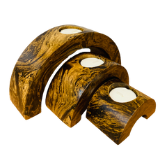 Wooden Tea Light Holders - Set of 3