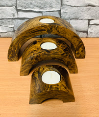 Wooden Tea Light Holders - Set of 3