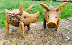 Wood & Bamboo Root Pig - Various Sizes