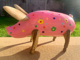 Hand-painted Pig Statue - Bamboo Root