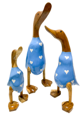 Bamboo Root Ducks Blue With Hearts - Various Sizes
