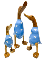 Bamboo Root Ducks Blue With Hearts - Various Sizes