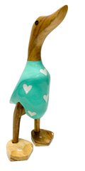 Bamboo Root Ducks Turquoise With Hearts - Various Sizes