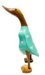 Bamboo Root Ducks Turquoise With Hearts - Various Sizes