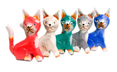 Wooden Painted Sitting Cat - Various Colours