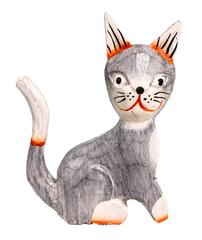 Wooden Painted Sitting Cat - Various Colours