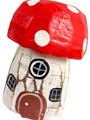 Wooden Mushroom Houses - Set of Two