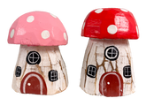 Wooden Mushroom Houses - Set of Two