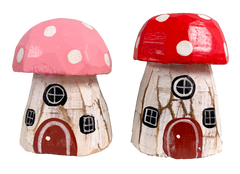 Wooden Mushroom Houses - Set of Two