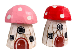 Wooden Mushroom Houses - Set of Two