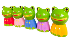 Wooden Painted Frogs - Set of Five