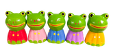 Wooden Painted Frogs - Set of Five