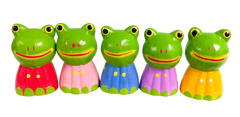 Wooden Painted Frogs - Set of Five