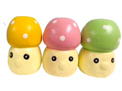 Wooden Mushrooms with Faces - Set of Five