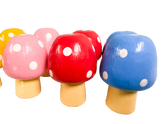 Wooden Mushrooms Assorted Colours - Set of Ten