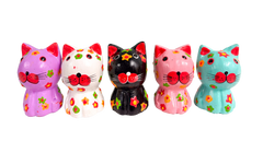 Wooden Painted Cats - Set of Five