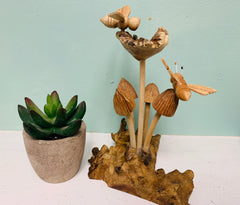 Wooden Mushroom with Bees