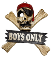 Wood Pirates Sign Boys Only 20cm