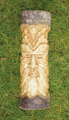 Green Man Log Carving Leaf Beard - 30cm