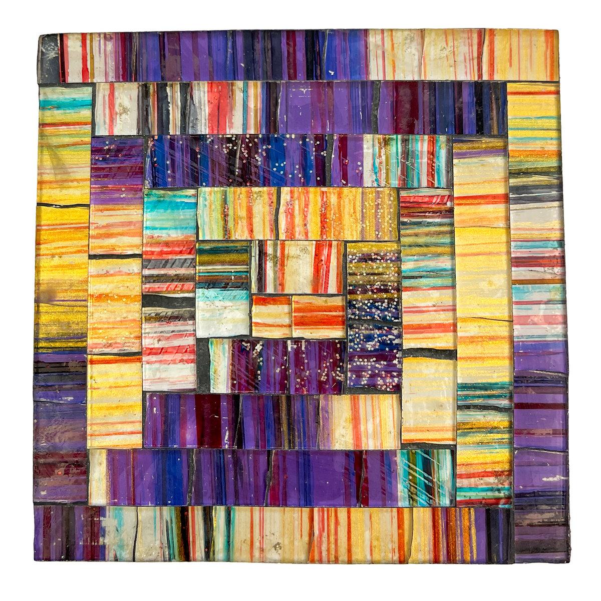 Square Mosaic Coaster - Purple/Gold