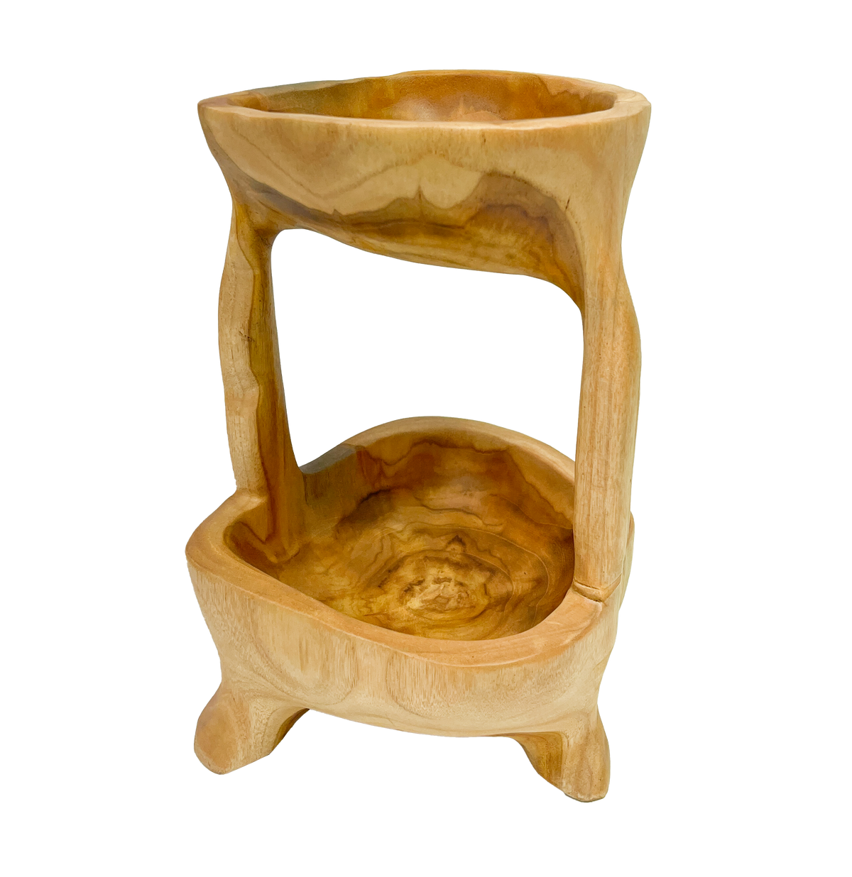 Teak Wood Double Bowl