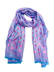 Blue & Purple Elephant Silk Scarf