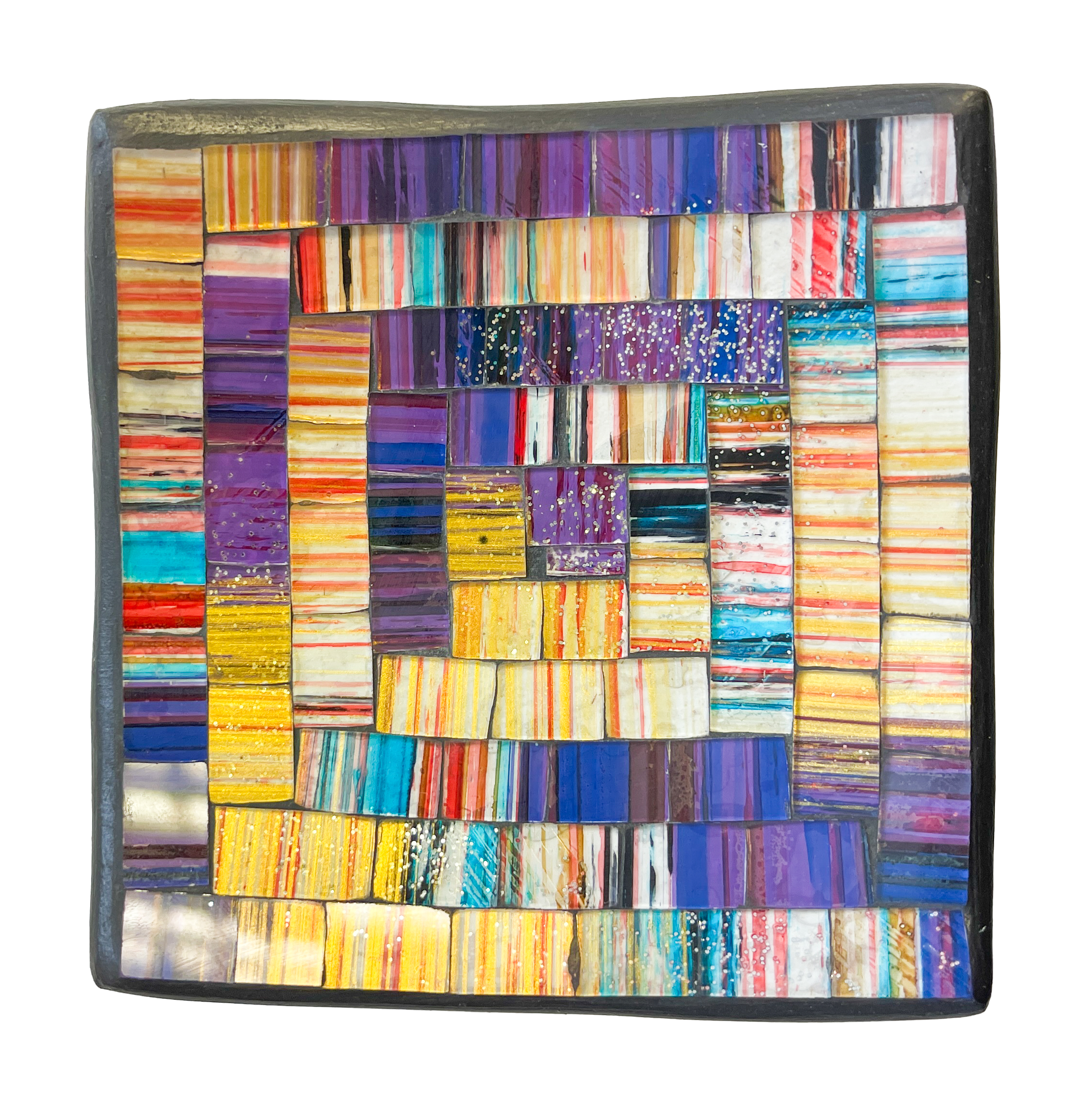 Square Mosaic Bowl - Purple/Gold