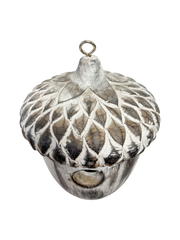 Wooden Acorn Bird House - White