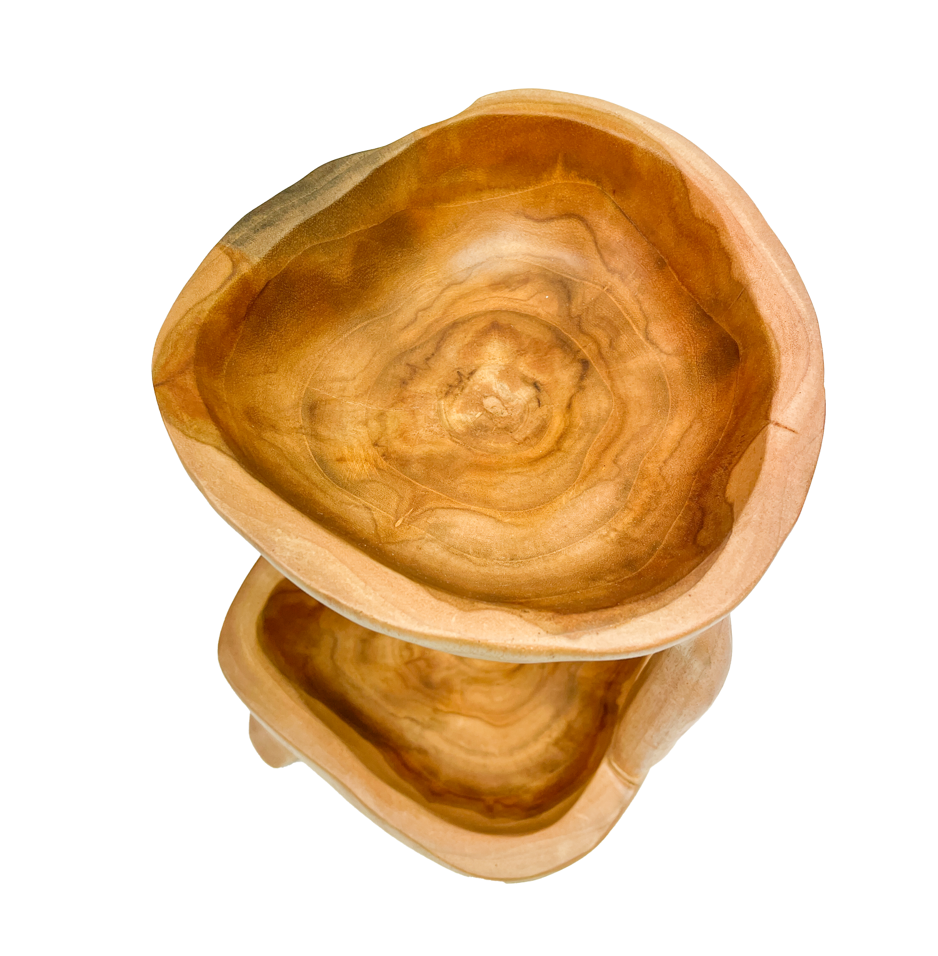 Teak Wood Double Bowl