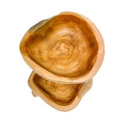 Teak Wood Double Bowl