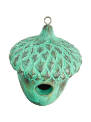 Wooden Acorn Bird House - Green